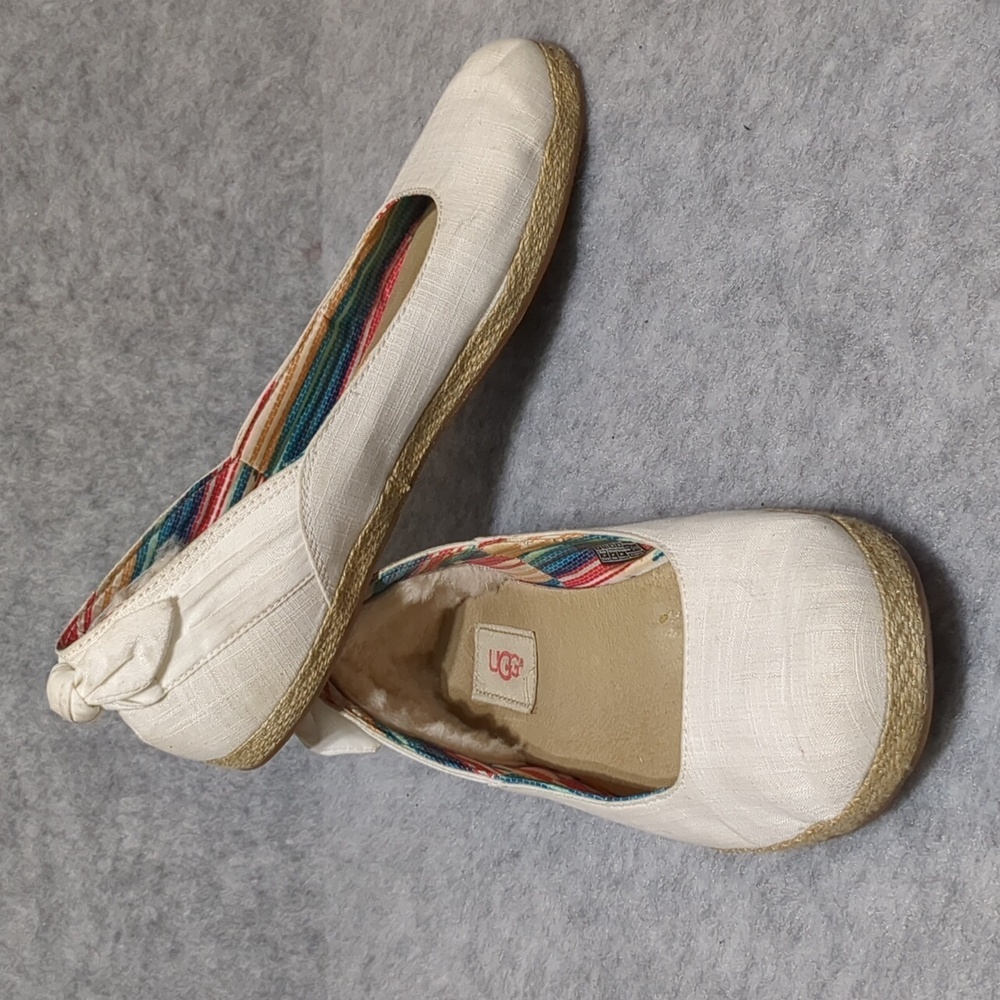 Ugg Australia Women's Perrie White Fabric Loafer Shoes Size 9 - Picture 4 of 10